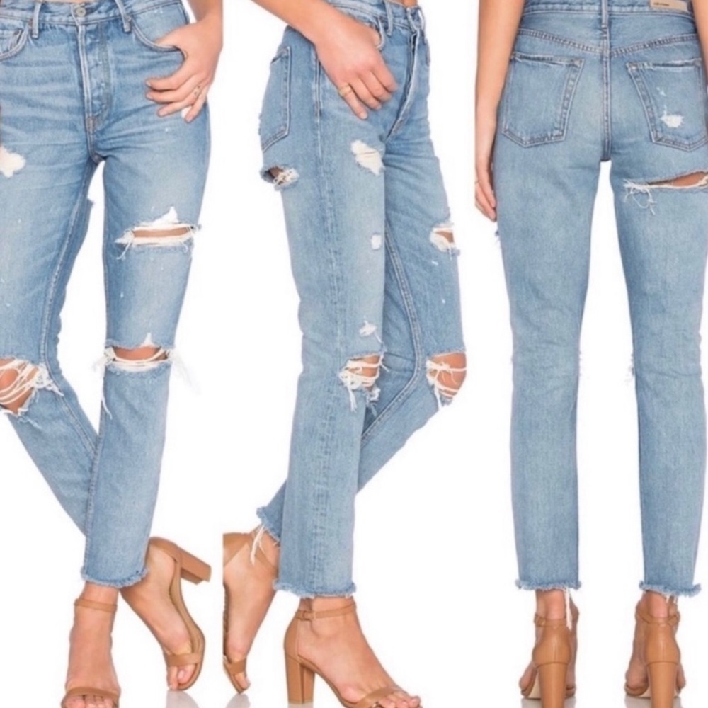 GRLFRND Karolina High Rise Skinny Distressed Jeans Butt Rip Little More Love 24